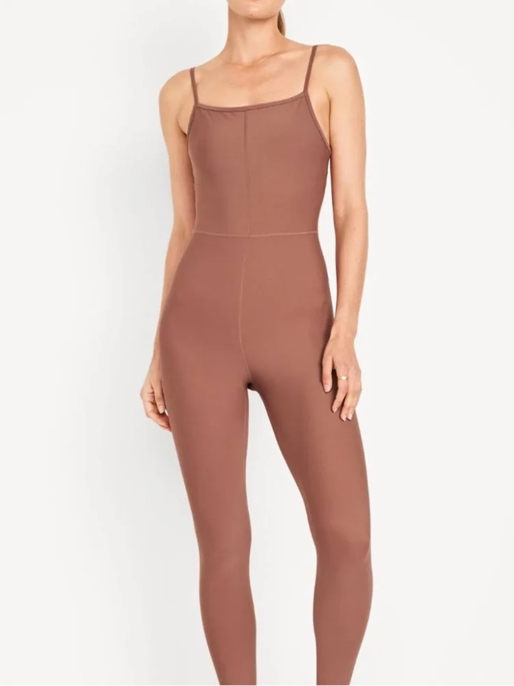 Old Navy Cocoa/Mauve Adjustable-Strap Sleek Jumpsuit